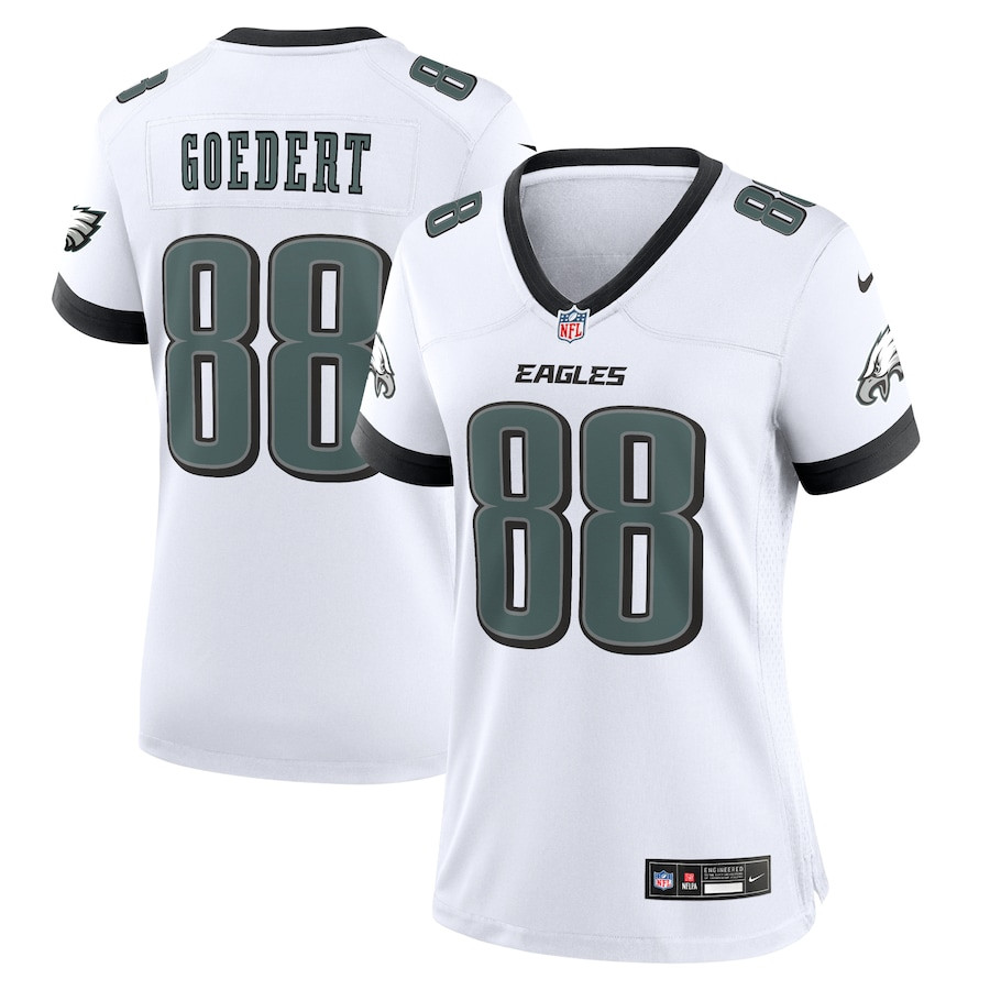 Dallas Goedert 88 Philadelphia Eagles White Game Women Jersey - White JS4561 nicesnker
