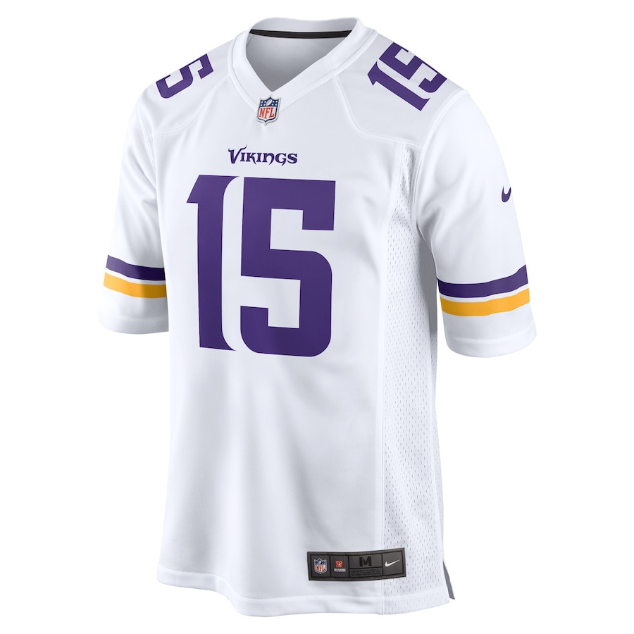 Alternative view of Dallas Turner 15 Minnesota Vikings Game Men Jersey - White JS8980 nicesnker