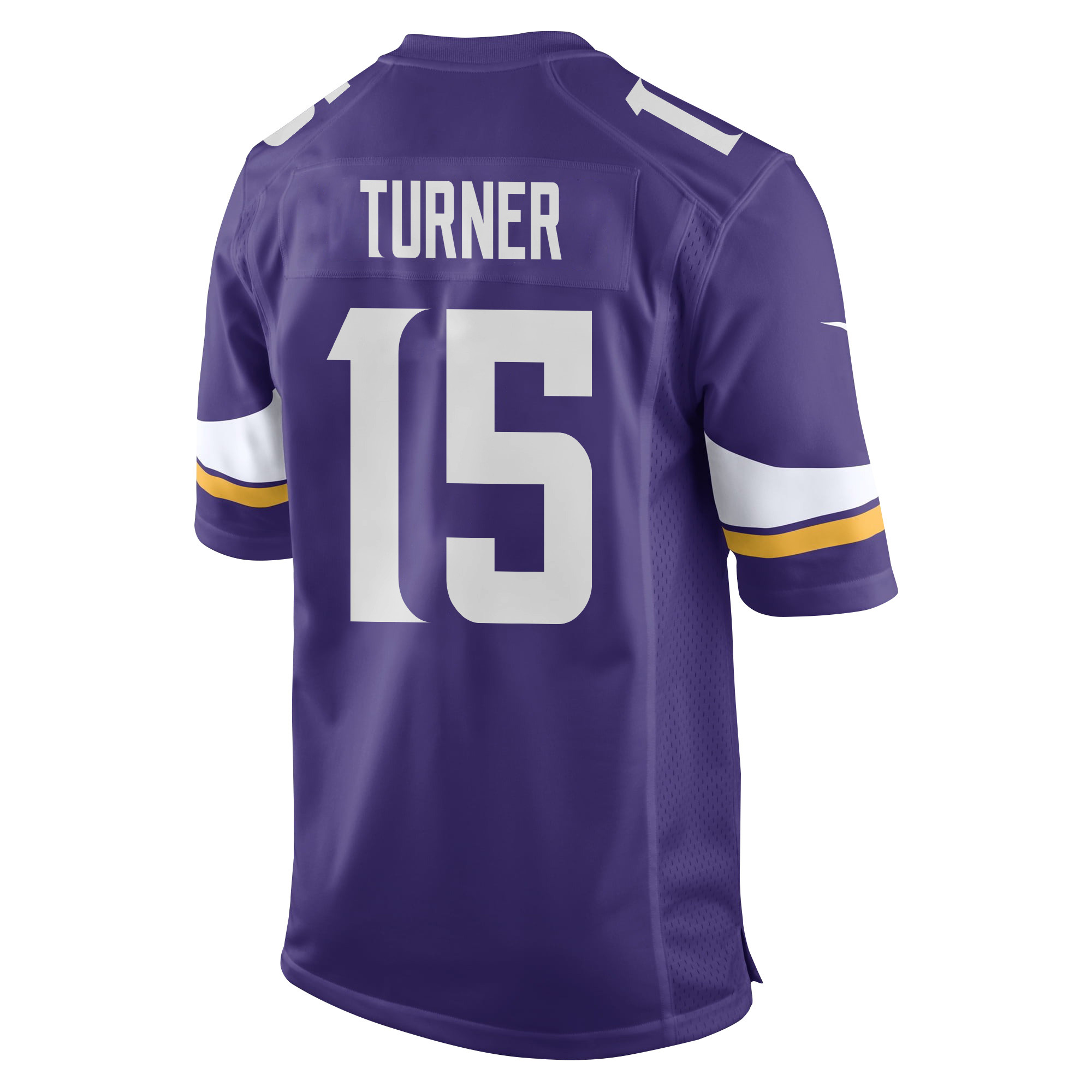 Alternative view of Dallas Turner 15 Minnesota Vikings Super Bowl LIX New Orleans Patch Game Men Jersey - Purple JS6616 nicesnker
