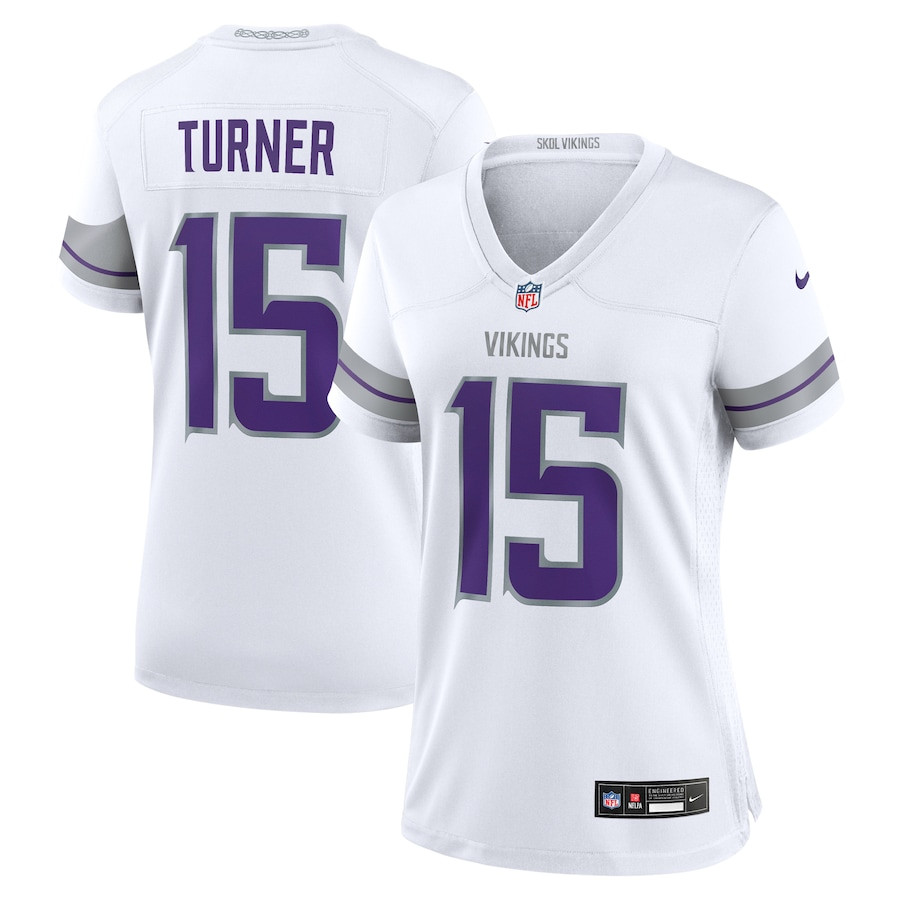 Dallas Turner 15 Minnesota Vikings Women's Alternate Game Jersey - White JS8936 nicesnker