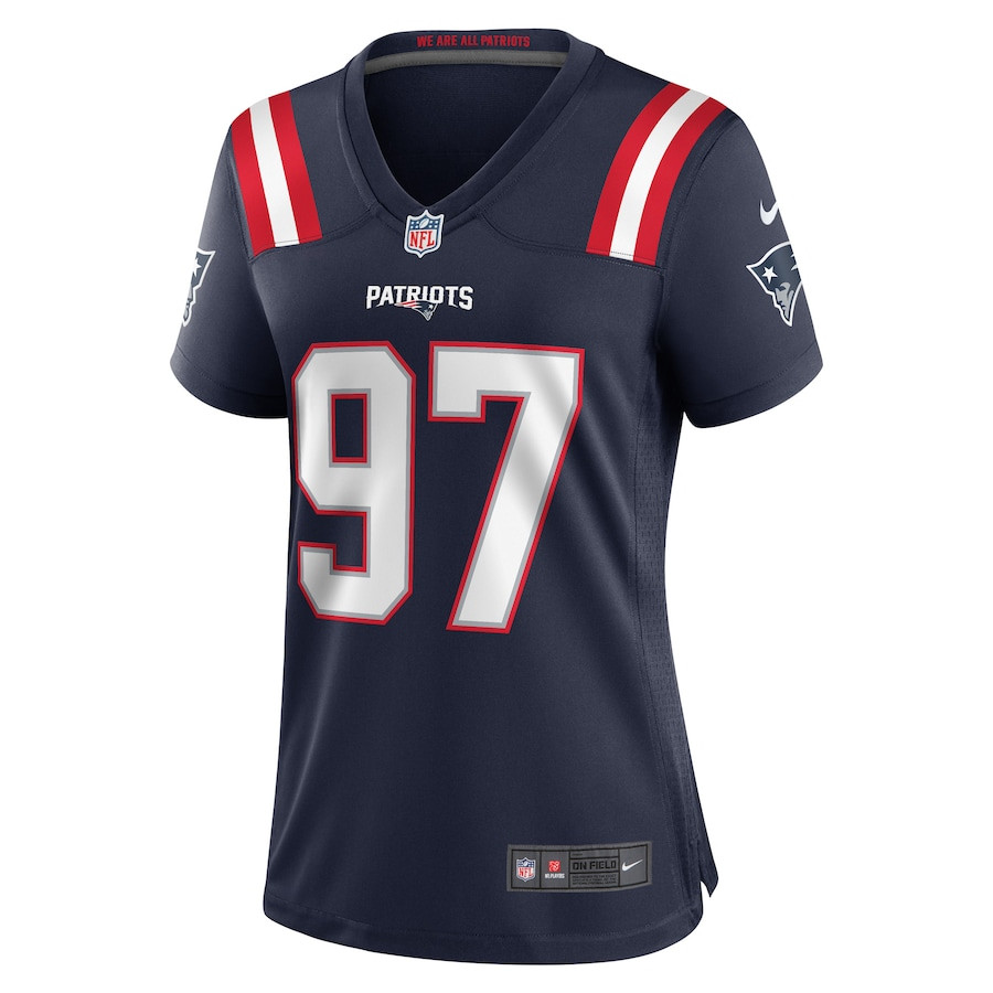 Alternative view of DaMarcus Mitchell 97 New England Patriots Women Game Jersey - Navy JS6030 nicesnker