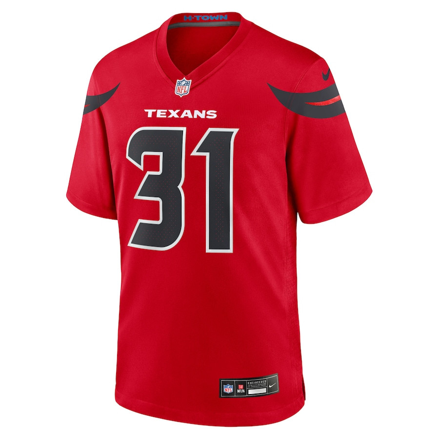 Alternative view of Dameon Pierce 31 Houston Texans Game Jersey - Men, Red JS7009 nicesnker
