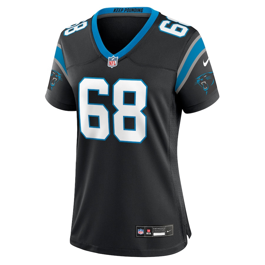 Alternative view of Damien Lewis 68 Carolina Panthers Women's Game Jersey - Black JS4585 nicesnker