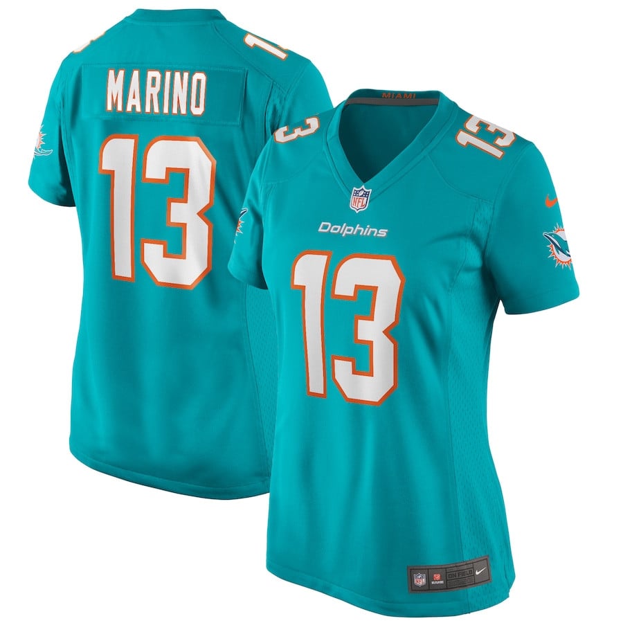 Dan Marino 13 Miami Dolphins Women Game Retired Jersey - Aqua JS4171 nicesnker