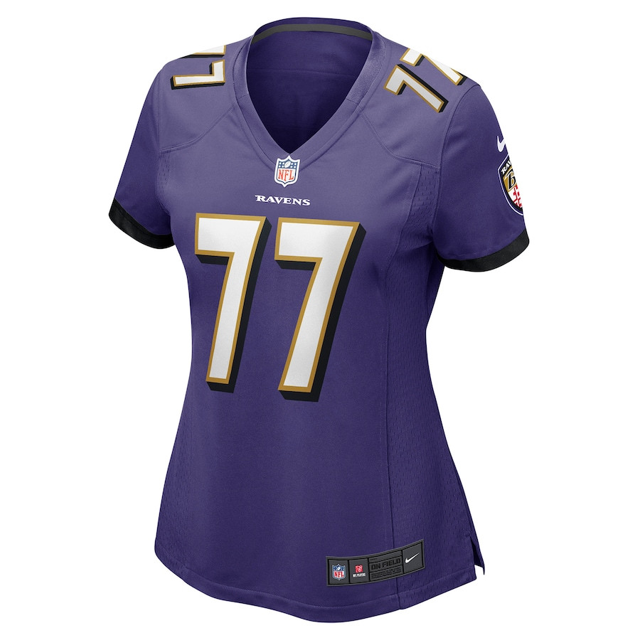 Alternative view of Daniel Faalele 77 Baltimore Ravens Women's Game Jersey - Purple JS2329 nicesnker