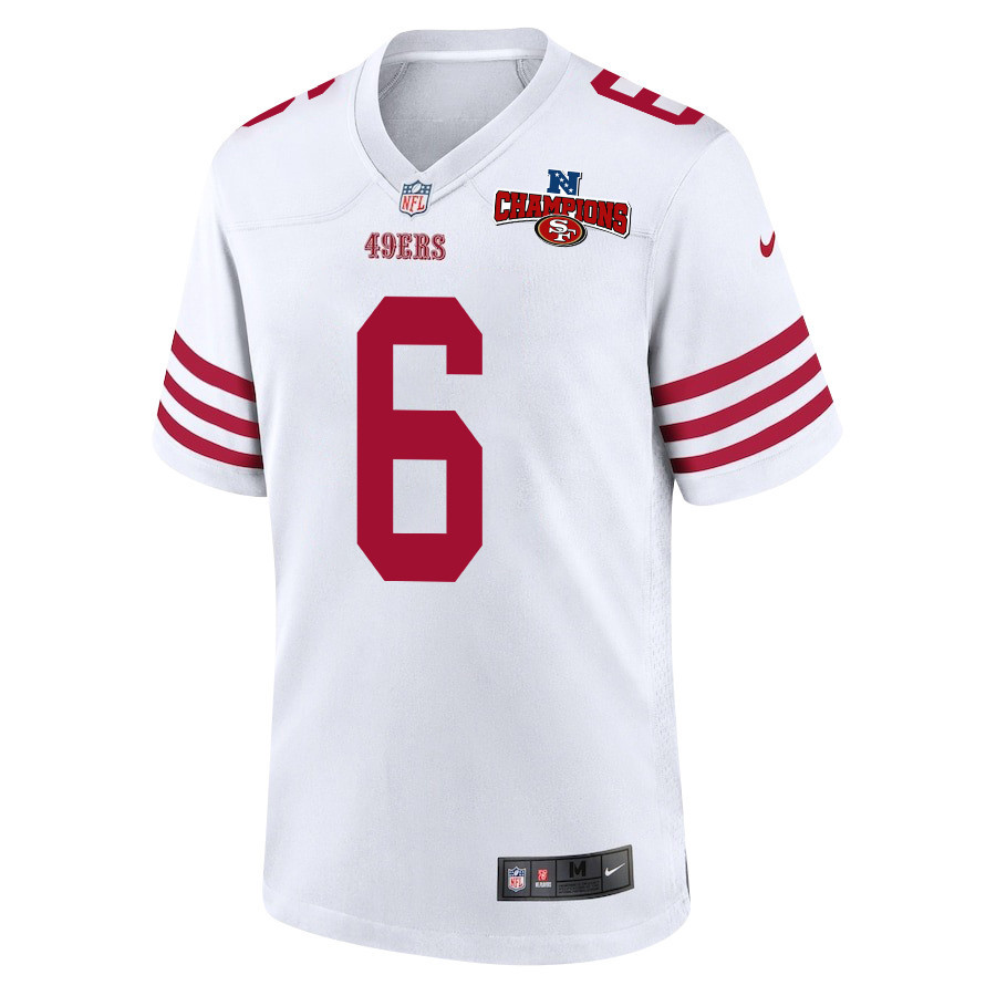 Alternative view of Danny Gray 6 San Francisco 49ers NFC Champions Patch Game Men Jersey - White JS2450 nicesnker