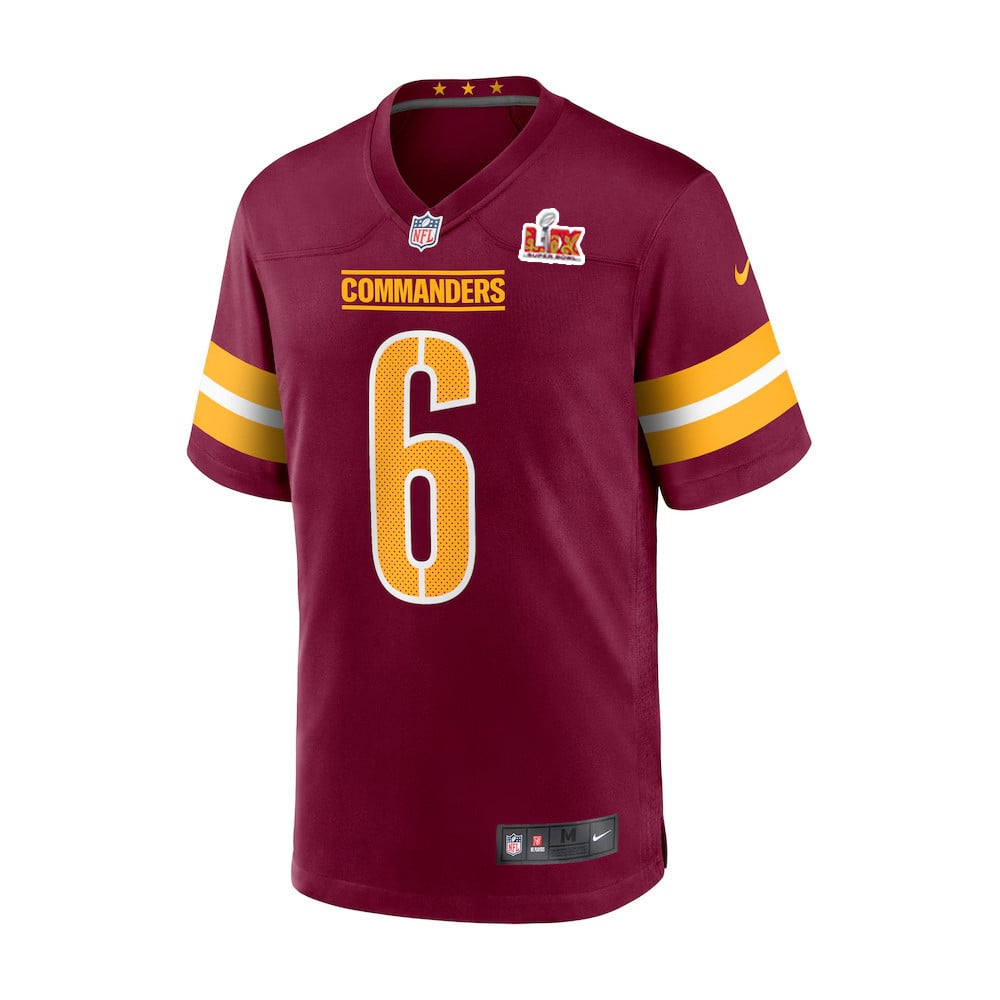 Alternative view of Dante Fowler Jr. #6 Washington Commanders Super Bowl LIX Jersey - Men's - Burgundy JS4750 nicesnker