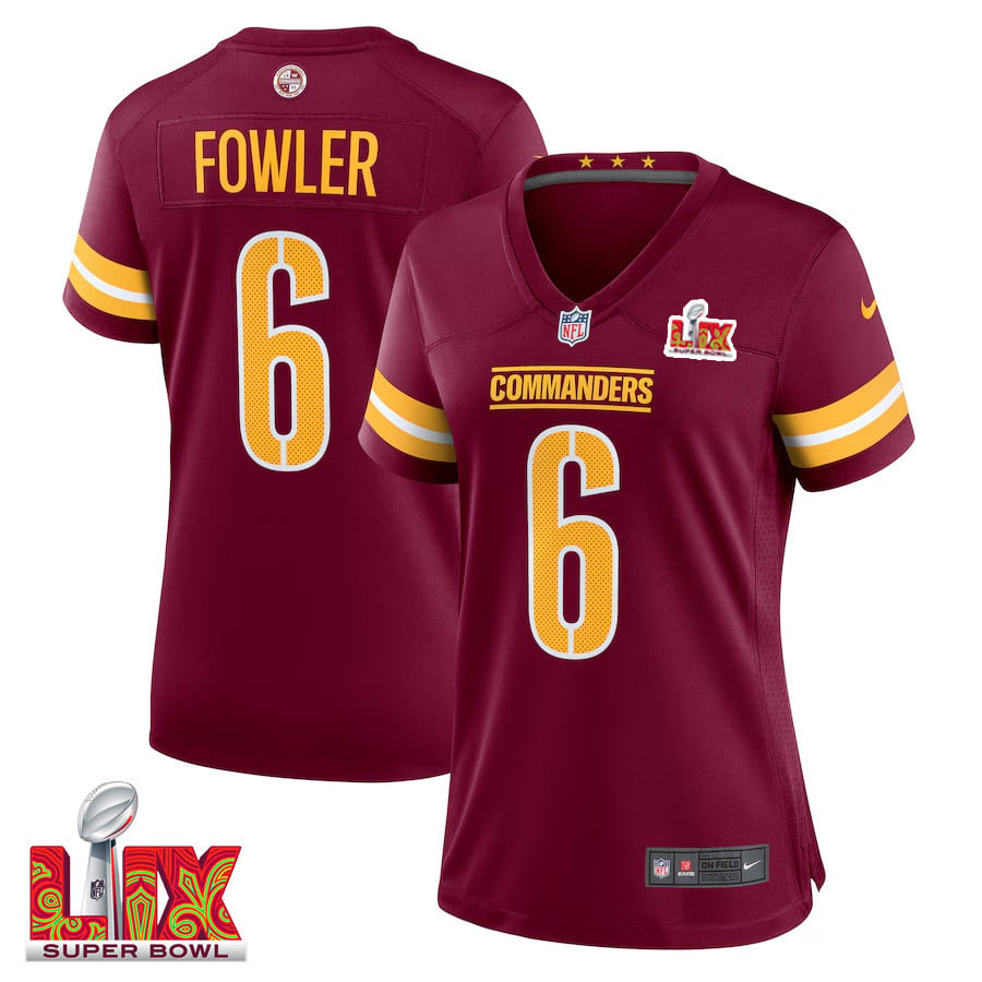 Dante Fowler Jr. #6 Washington Commanders Super Bowl LIX Women's Jersey - Burgundy JS7507 nicesnker