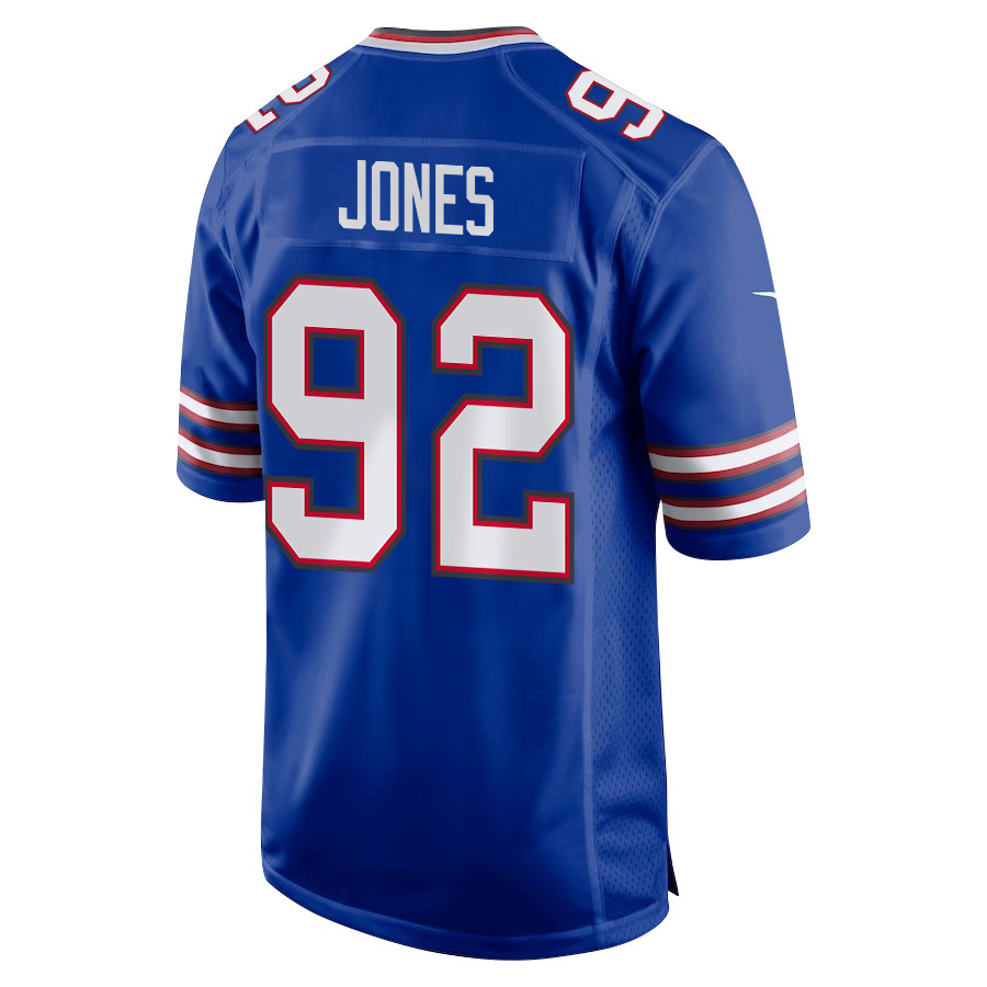 Alternative view of DaQuan Jones 92 Buffalo Bills Super Bowl LIX New Orleans Patch Game Men Jersey - Royal JS1791 nicesnker