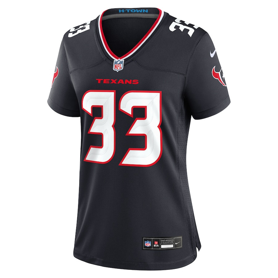 Alternative view of Dare Ogunbowale 33 Houston Texans Women's Team Game Jersey - Navy JS2824 nicesnker