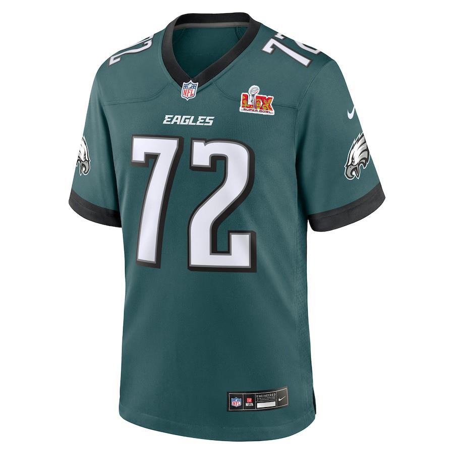 Alternative view of Darian Kinnard #72 Philadelphia Eagles Super Bowl LIX Jersey - Men's - Midnight Green JS9155 nicesnker