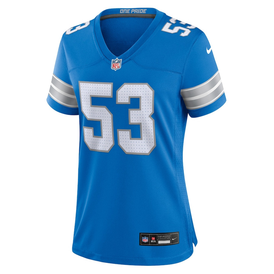 Alternative view of DaRon Gilbert 53 Detroit Lions Women's Game Jersey - Blue JS6722 nicesnker