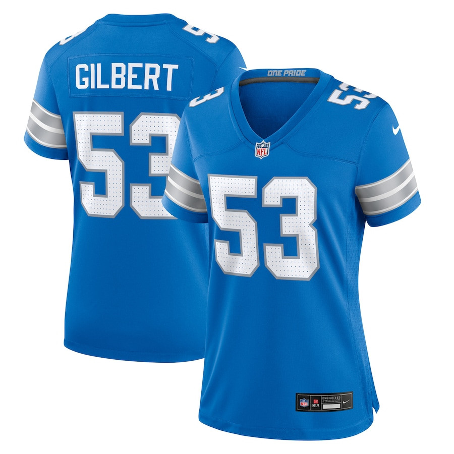 DaRon Gilbert 53 Detroit Lions Women's Game Jersey - Blue JS6722 nicesnker