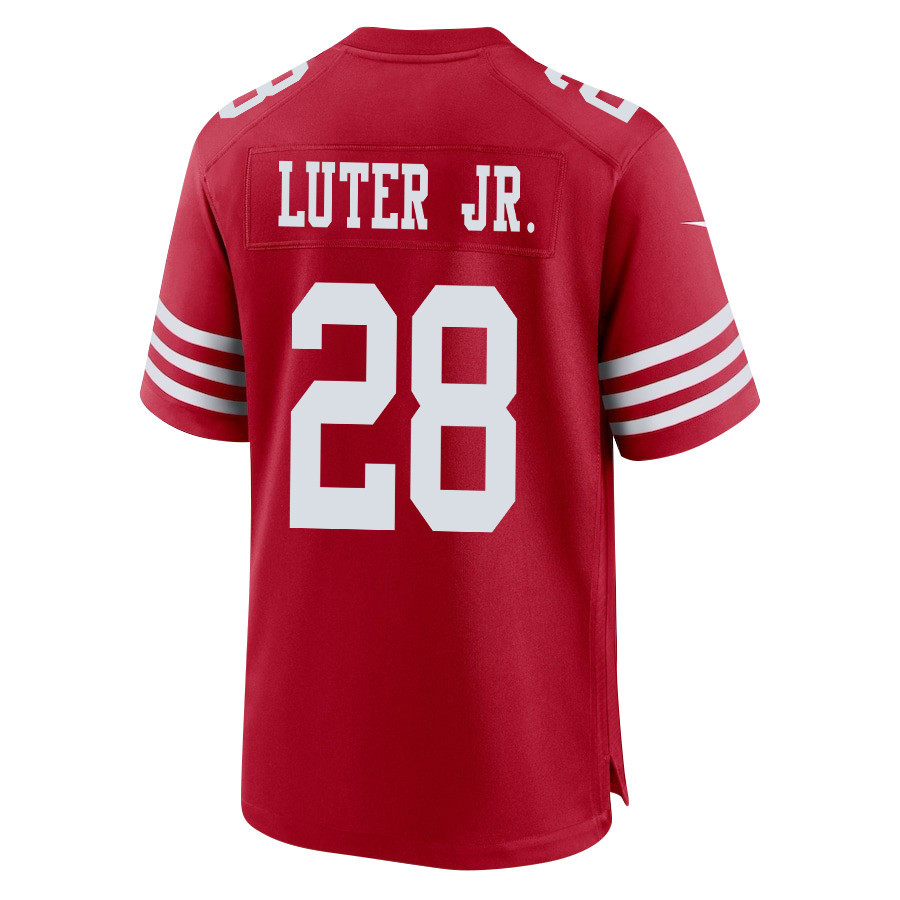 Darrell Luter Jr. 28 San Francisco 49ers NFC Champions Patch Game Men Jersey - Scarlet JS8014 nicesnker - Image 3