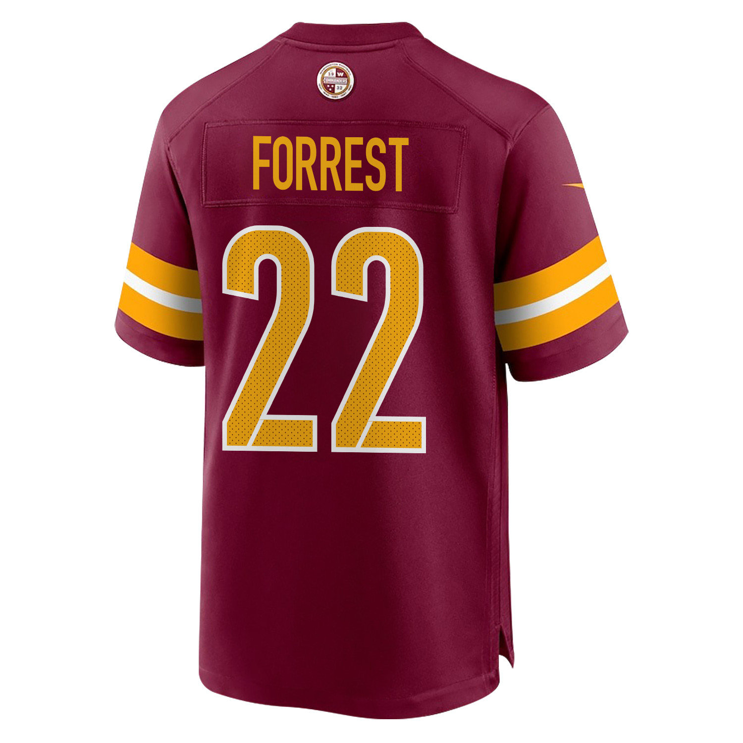 Alternative view of Darrick Forrest 22 Washington Commanders Super Bowl LIX Champions Patch 'New Orleans - A Symphony of Sport' EMBROIDERED Game Men Jersey - Burgundy JS2685 nicesnker