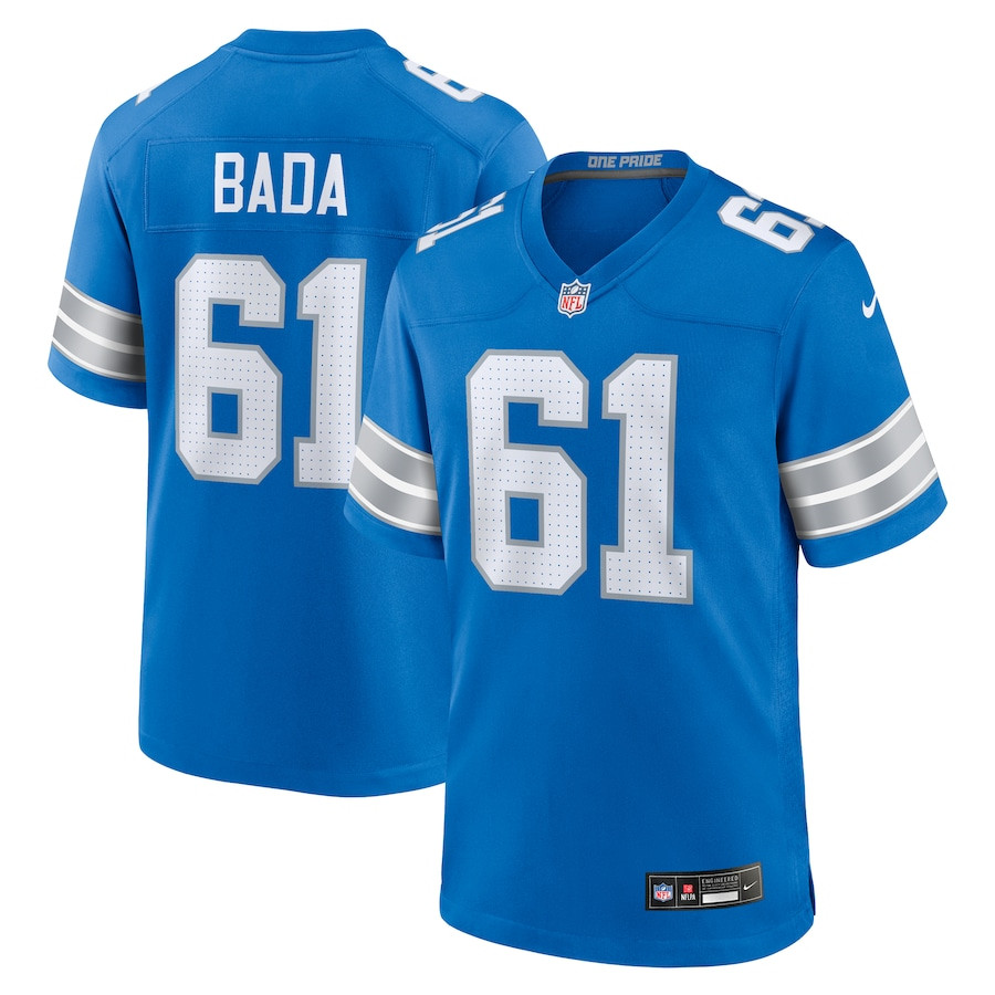 David Bada 61 Detroit Lions Team Game Men Jersey - Blue JS2538 nicesnker
