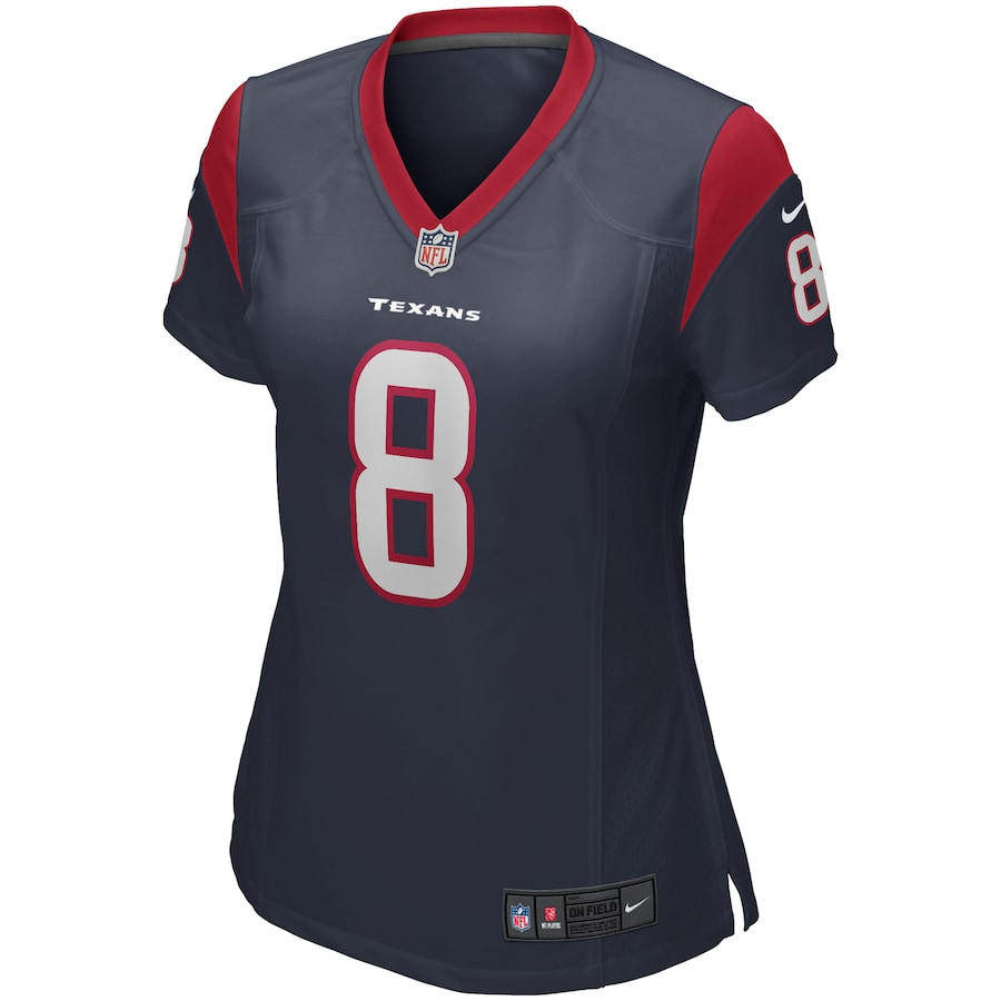 Alternative view of David Carr 8 Houston Texans Women Game Retired Jersey - Navy JS1214 nicesnker