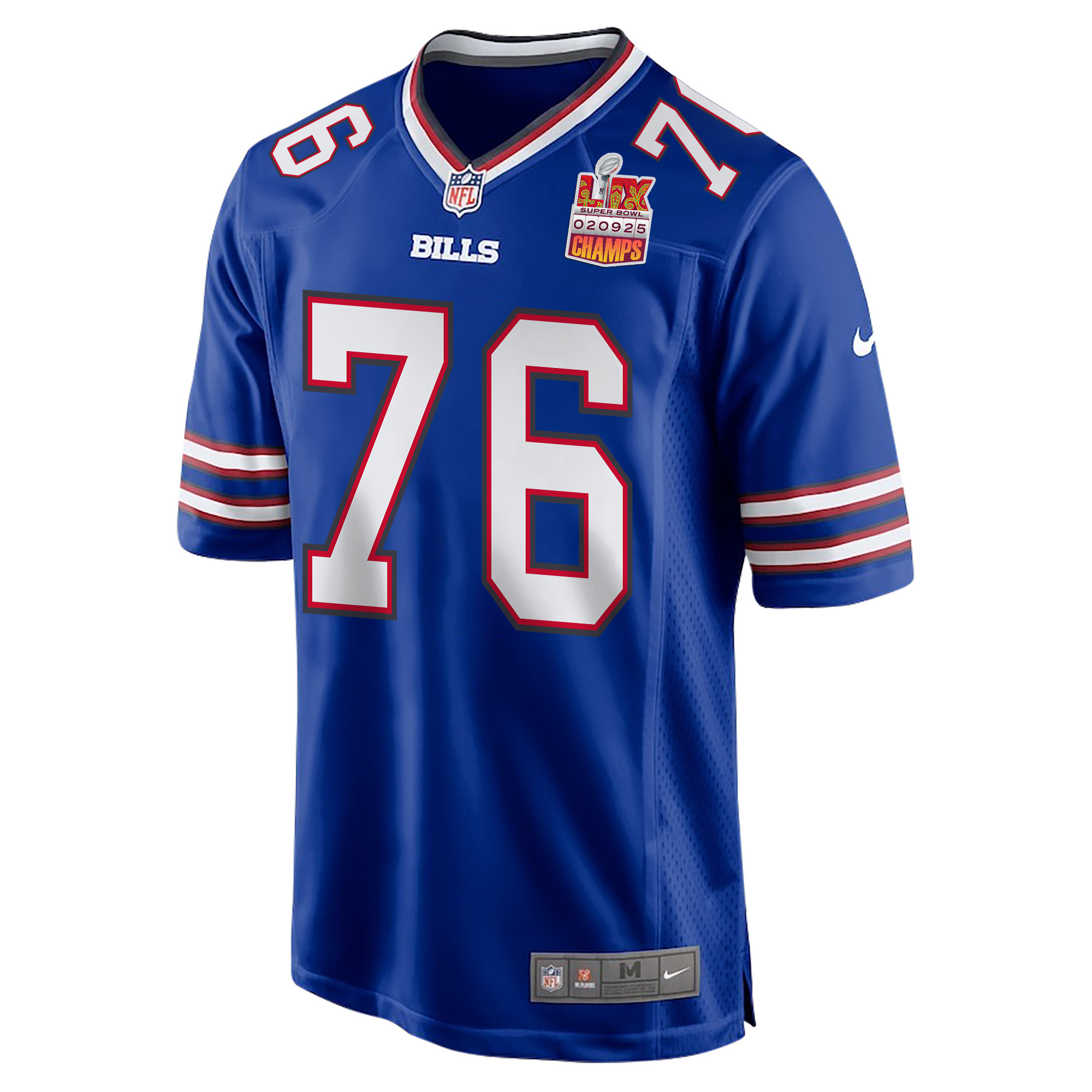 David Edwards 76 Buffalo Bills Super Bowl LIX Champions Patch Game Men Jersey - Royal JS2484 nicesnker - Image 3