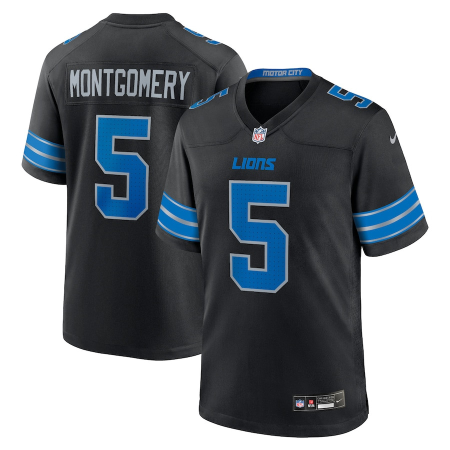 David Montgomery 5 Detroit Lions 2nd Alternate Game Jersey - Black, Men JS9863 nicesnker