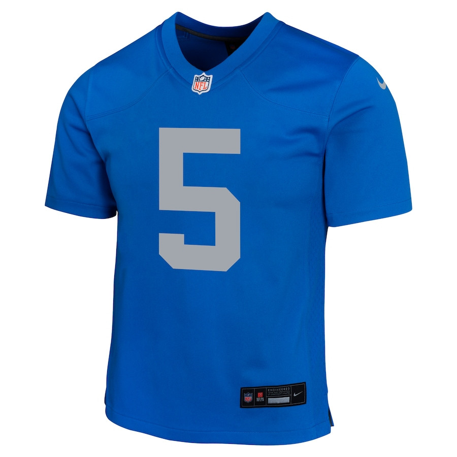 Alternative view of David Montgomery 5 Detroit Lions Alternate Game YOUTH Jersey - Blue JS3377 nicesnker