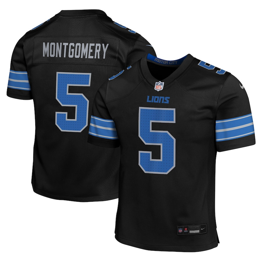 David Montgomery 5 Detroit Lions Alternate Player Game YOUTH Jersey - Black JS3176 nicesnker