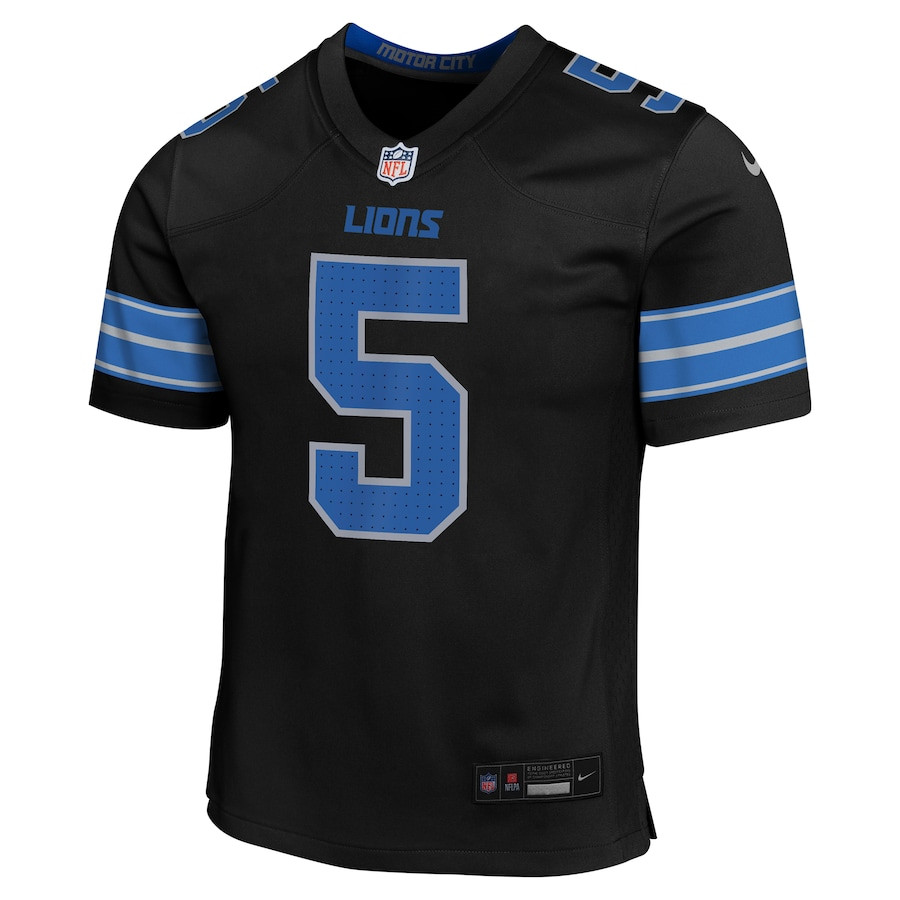 Alternative view of David Montgomery 5 Detroit Lions Alternate Player Game YOUTH Jersey - Black JS3176 nicesnker