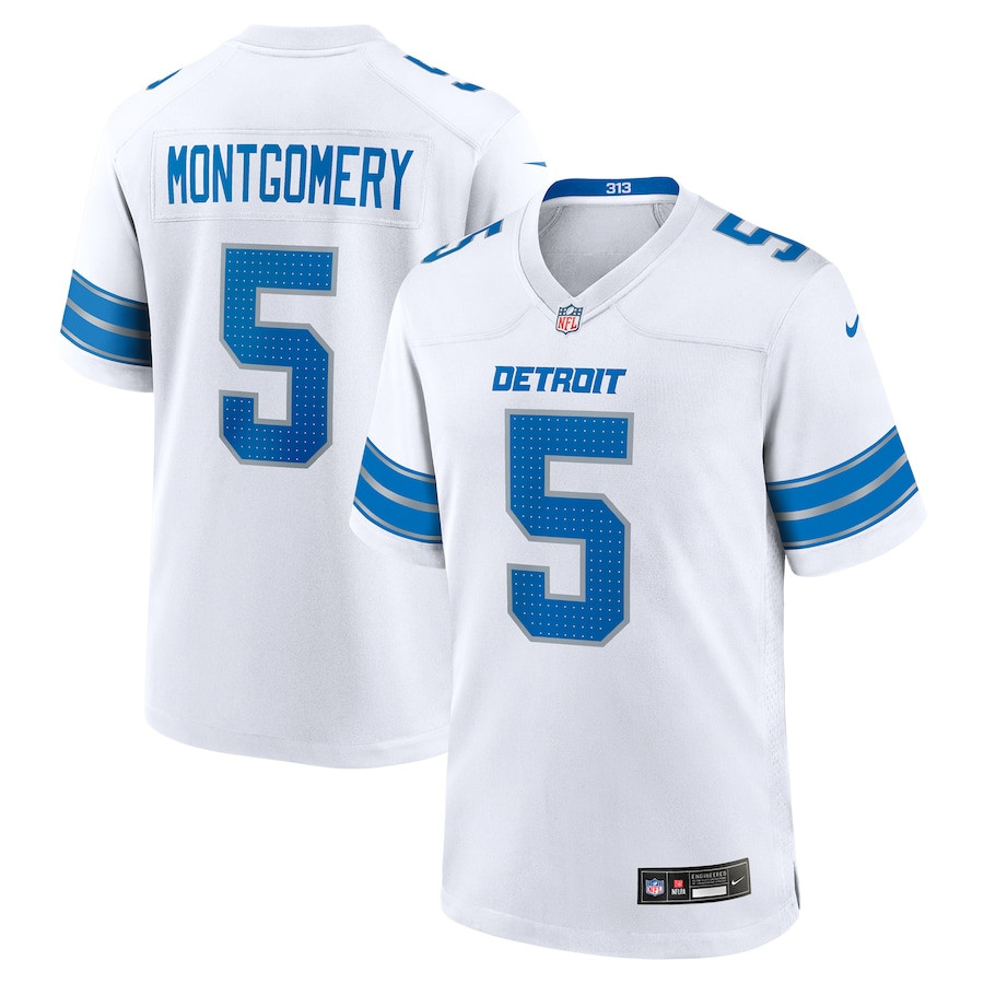 David Montgomery 5 Detroit Lions Game Men Jersey - White JS8740 nicesnker