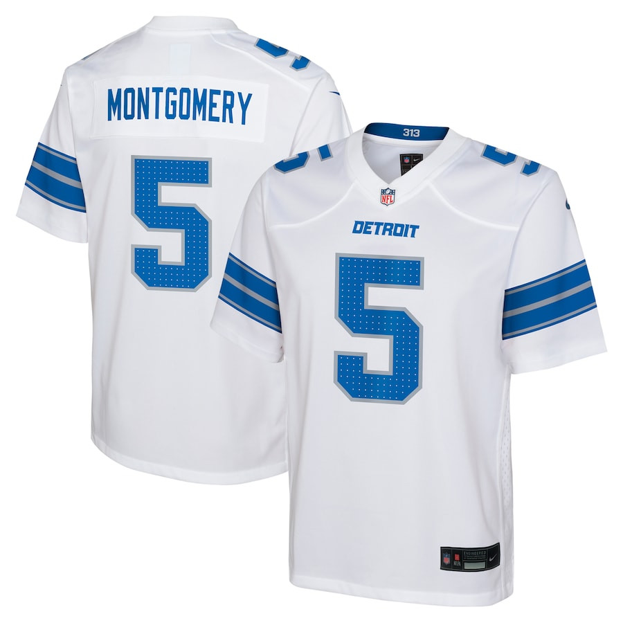 David Montgomery 5 Detroit Lions Player Game YOUTH Jersey - White JS9168 nicesnker