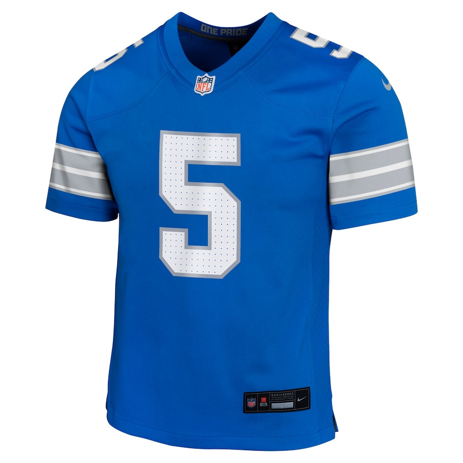 Alternative view of David Montgomery 5 Detroit Lions Team Player Game YOUTH Jersey - Blue JS4325 nicesnker