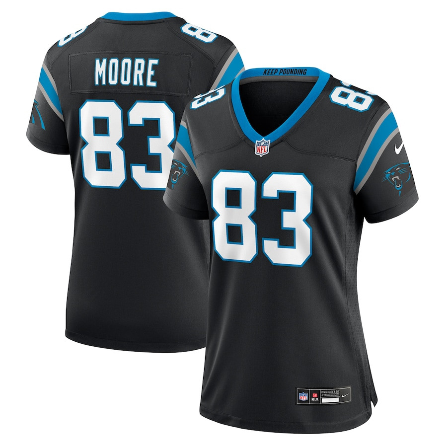David Moore 83 Carolina Panthers Women's Game Jersey - Black JS7931 nicesnker