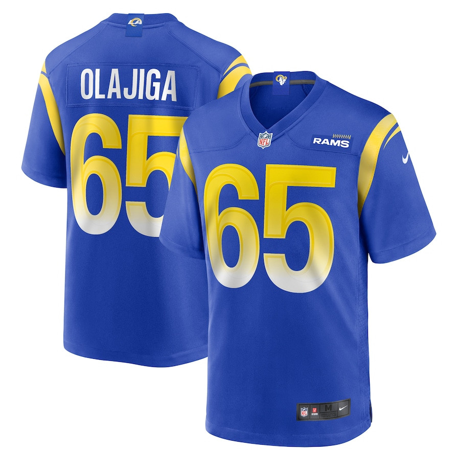 David Olajiga 65 Los Angeles Rams Game Men Jersey - Royal JS1818 nicesnker