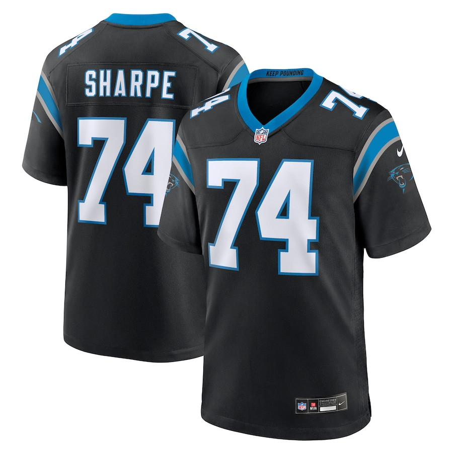 David Sharpe 74 Carolina Panthers Team Game Men Jersey - Black JS9628 nicesnker