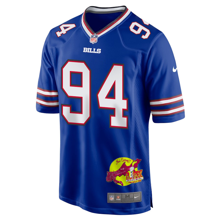 Dawuane Smoot 94 Buffalo Bills Super Bowl LIX New Orleans Patch Game Men Jersey - Royal JS8174 nicesnker - Image 3