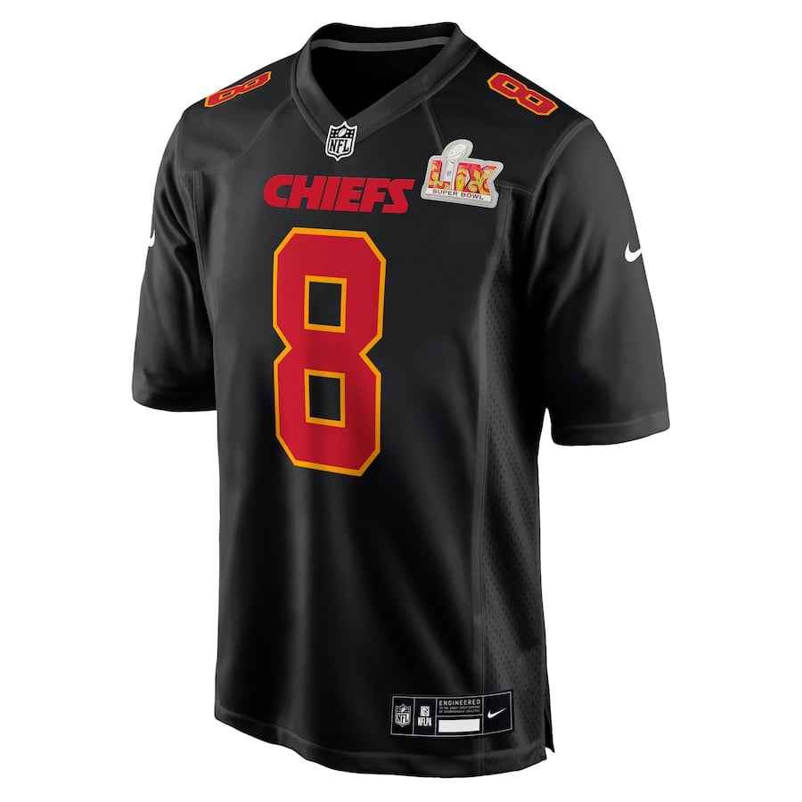 Alternative view of DeAndre Hopkins 8 Kansas City Chiefs Super Bowl LIX Fashion Game Jersey - Carbon Black JS1327 nicesnker
