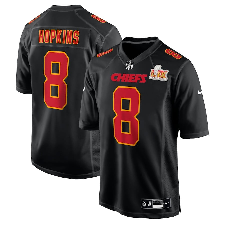 DeAndre Hopkins 8 Kansas City Chiefs Super Bowl LIX Fashion Game Jersey - Carbon Black JS1327 nicesnker
