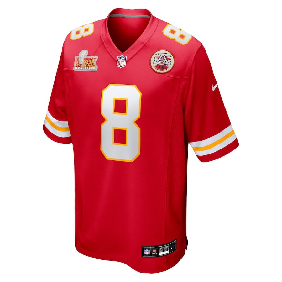 Alternative view of DeAndre Hopkins 8 Kansas City Chiefs Super Bowl LIX Game Jersey - Red JS4927 nicesnker