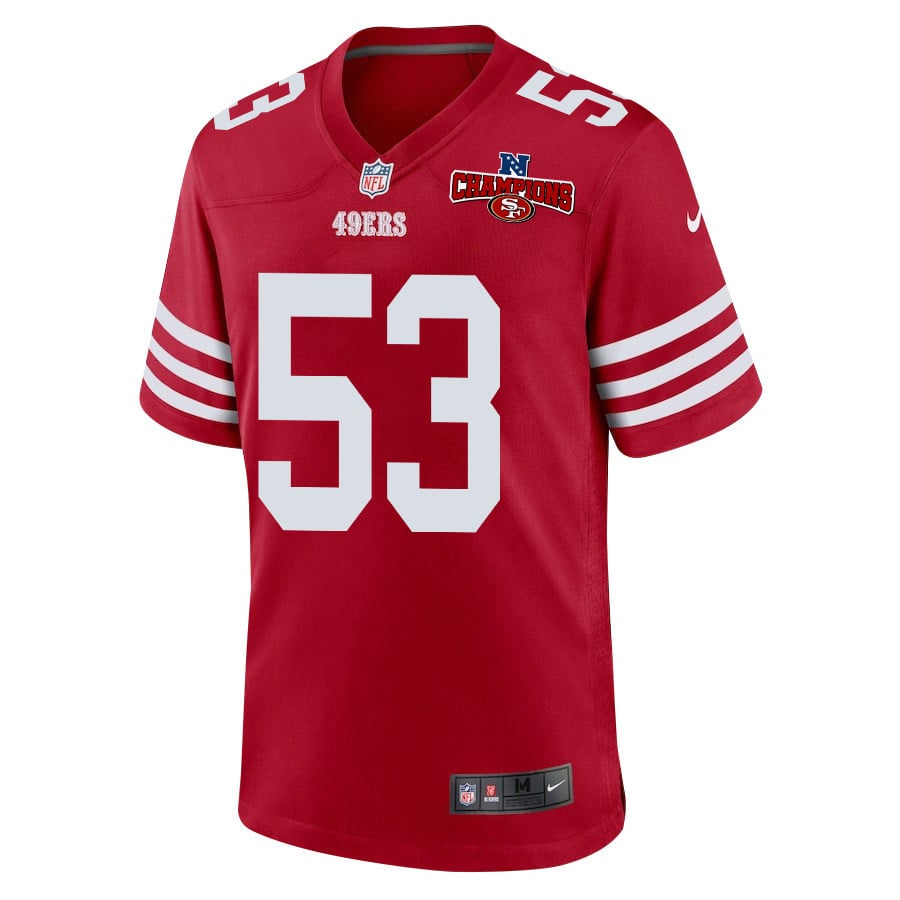 Alternative view of Dee Winters 53 San Francisco 49ers NFC Champions Patch Game Men Jersey - Scarlet JS6048 nicesnker