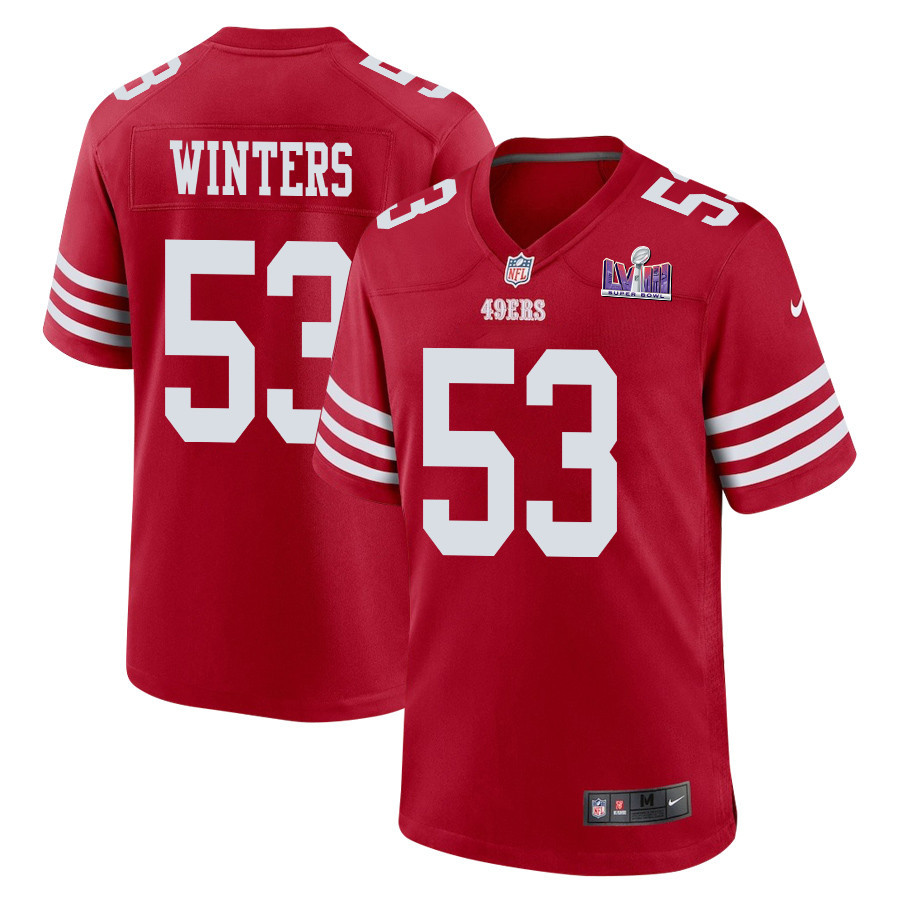 Dee Winters 53 San Francisco 49ers Super Bowl LVIII Patch Game Men Jersey - Scarlet JS9461 nicesnker
