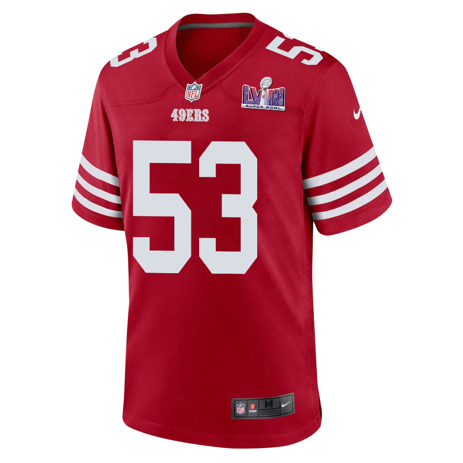 Alternative view of Dee Winters 53 San Francisco 49ers Super Bowl LVIII Patch Game Men Jersey - Scarlet JS9461 nicesnker