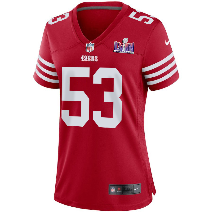 Alternative view of Dee Winters 53 San Francisco 49ers Super Bowl LVIII Patch Game Women Jersey - Scarlet JS4923 nicesnker