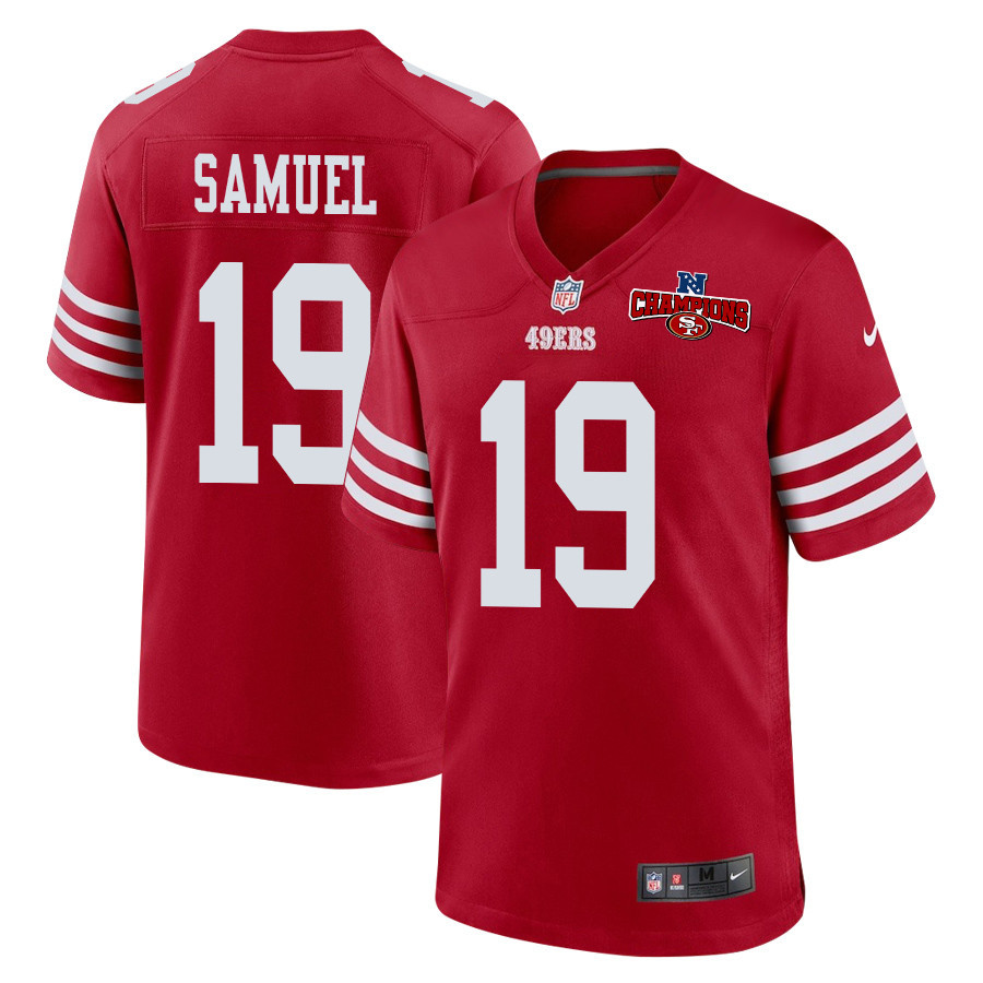 Deebo Samuel 19 San Francisco 49ers NFC Champions Patch Game Men Jersey - Scarlet JS8372 nicesnker
