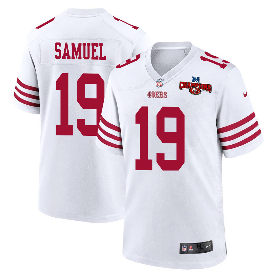 Deebo Samuel 19 San Francisco 49ers NFC Champions Patch Game Men Jersey - White JS8604 nicesnker
