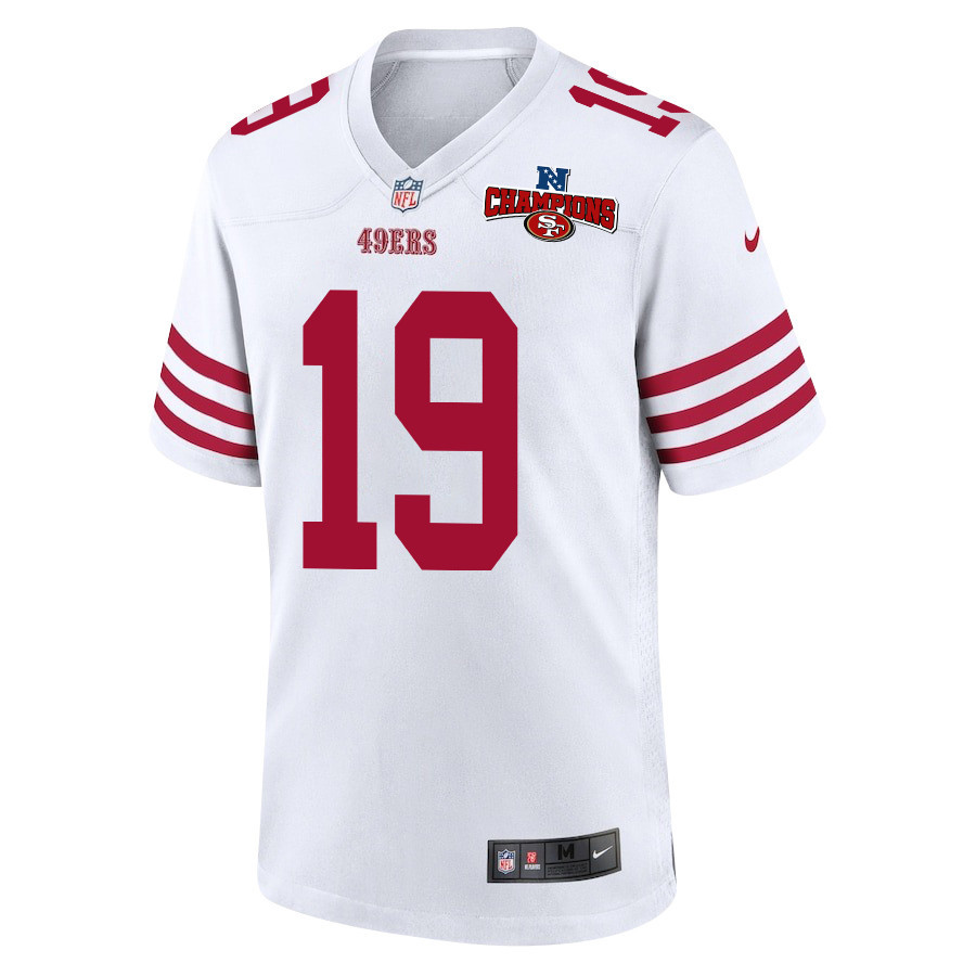 Alternative view of Deebo Samuel 19 San Francisco 49ers NFC Champions Patch Game Men Jersey - White JS8604 nicesnker