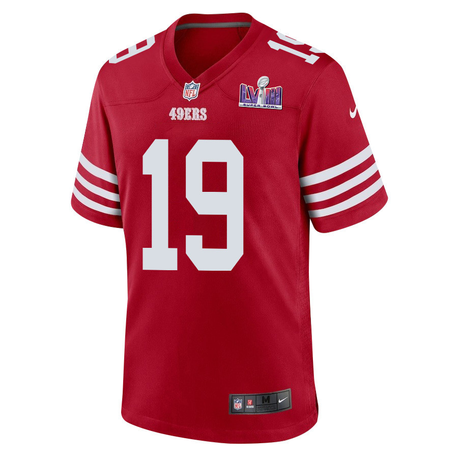 Alternative view of Deebo Samuel 19 San Francisco 49ers Super Bowl LVIII Patch Game Men Jersey - Scarlet JS8858 nicesnker