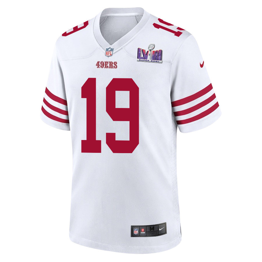 Alternative view of Deebo Samuel 19 San Francisco 49ers Super Bowl LVIII Patch Game Men Jersey - White JS5021 nicesnker