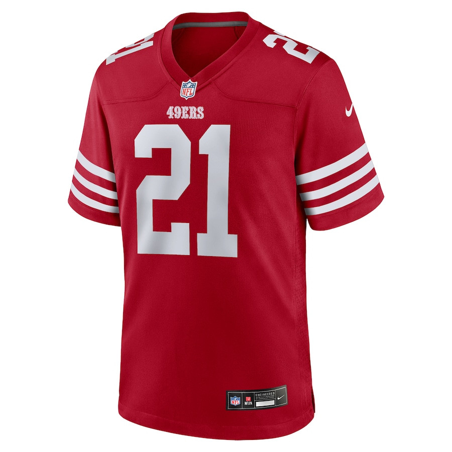 Alternative view of Deion Sanders 21 San Francisco 49ers Team Retired Player Game Men Jersey - Scarlet JS8040 nicesnker