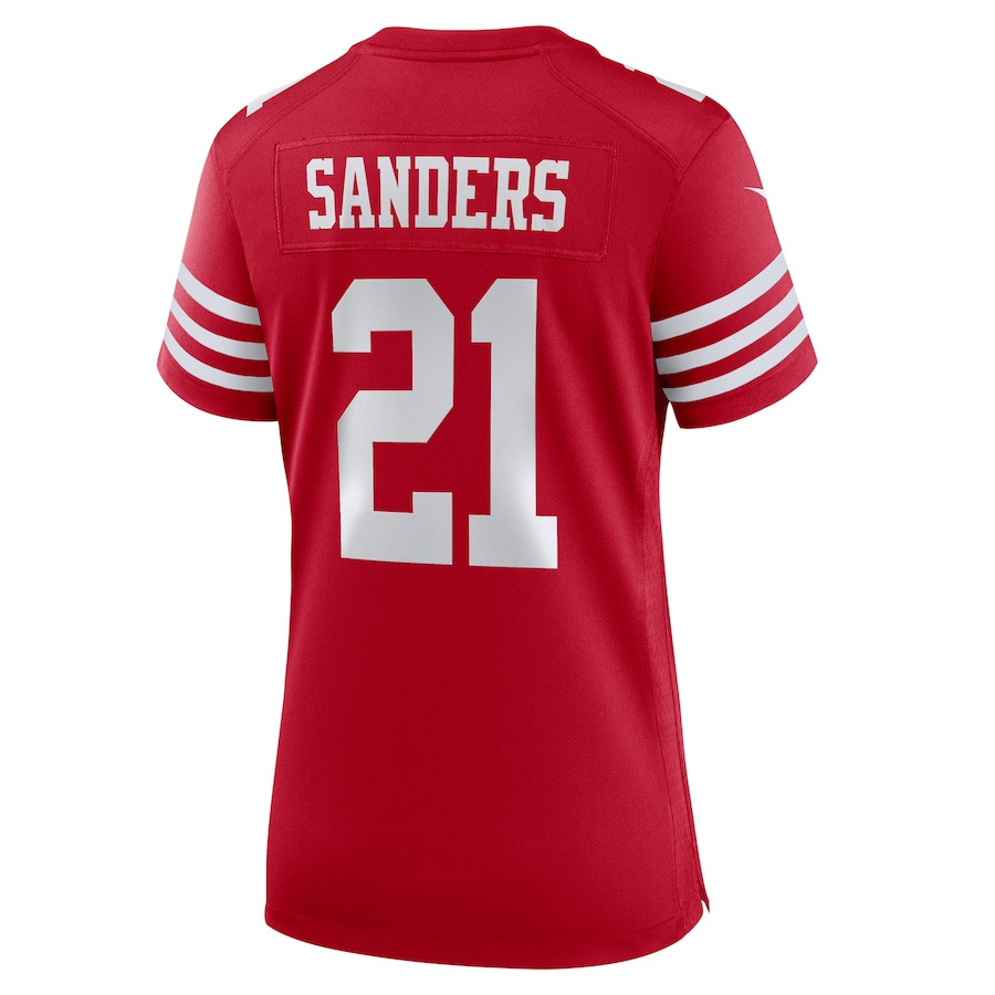 Deion Sanders 21 San Francisco 49ers Women's Retired Player Game Jersey - Scarlet JS2422 nicesnker - Image 3