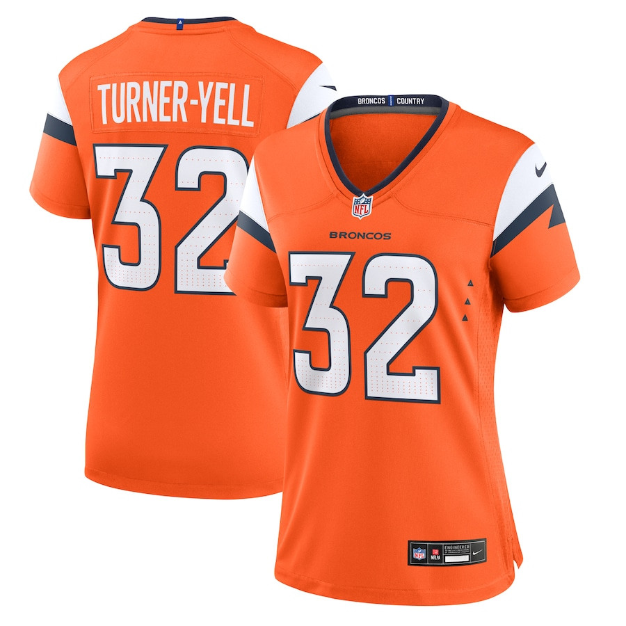Delarrin Turner-Yell 32 Denver Broncos Women's Team Game Jersey - Orange JS9413 nicesnker
