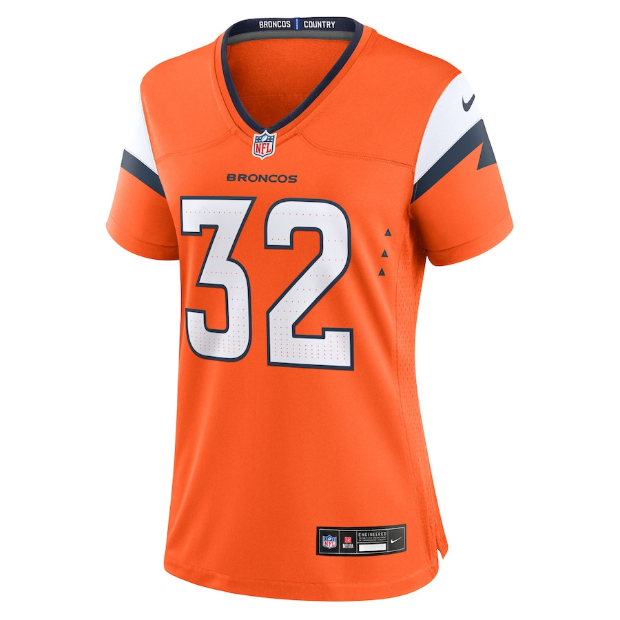 Alternative view of Delarrin Turner-Yell 32 Denver Broncos Women's Team Game Jersey - Orange JS9413 nicesnker