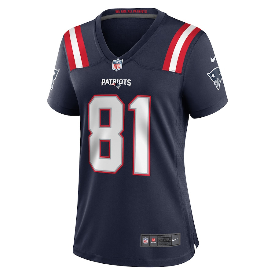 Alternative view of Demario Douglas 81 New England Patriots Game Women Jersey - Navy JS1477 nicesnker
